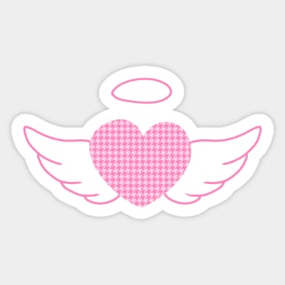 Pink Houndstooth angel heart (y2k preppy plazacore) Sticker